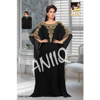 Black  Embroidered  Faux Georgette  Farasha
