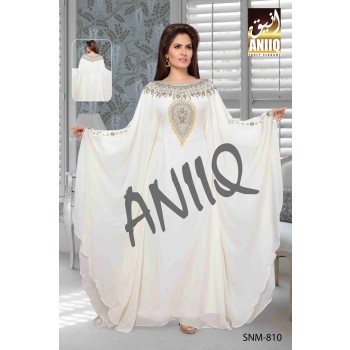 Off White  Embroidered  Faux Georgette  Farasha